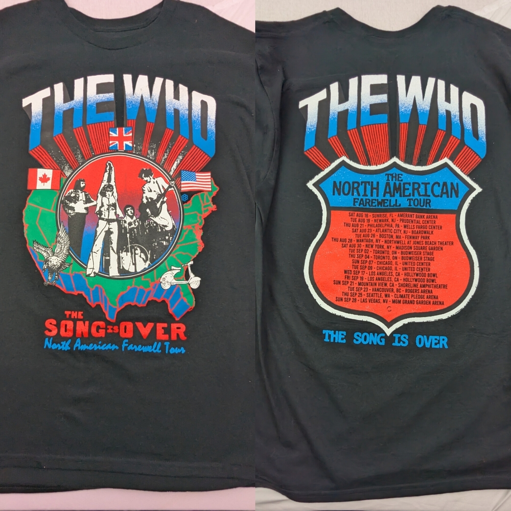 The Who The Song Is Over 2025 Farewell Tour Concert Merch Black Tee Large